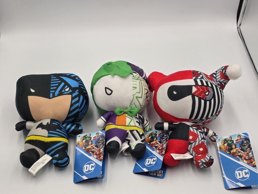 Brand New 7” DC Comic (Set Of 3) Plush NWT Joker Harley Quinn Batman